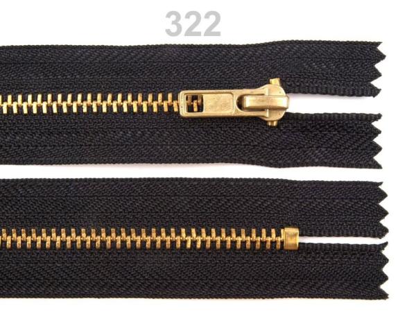Reißverschluss Metall/Messing 12 cm Länge Schwarz